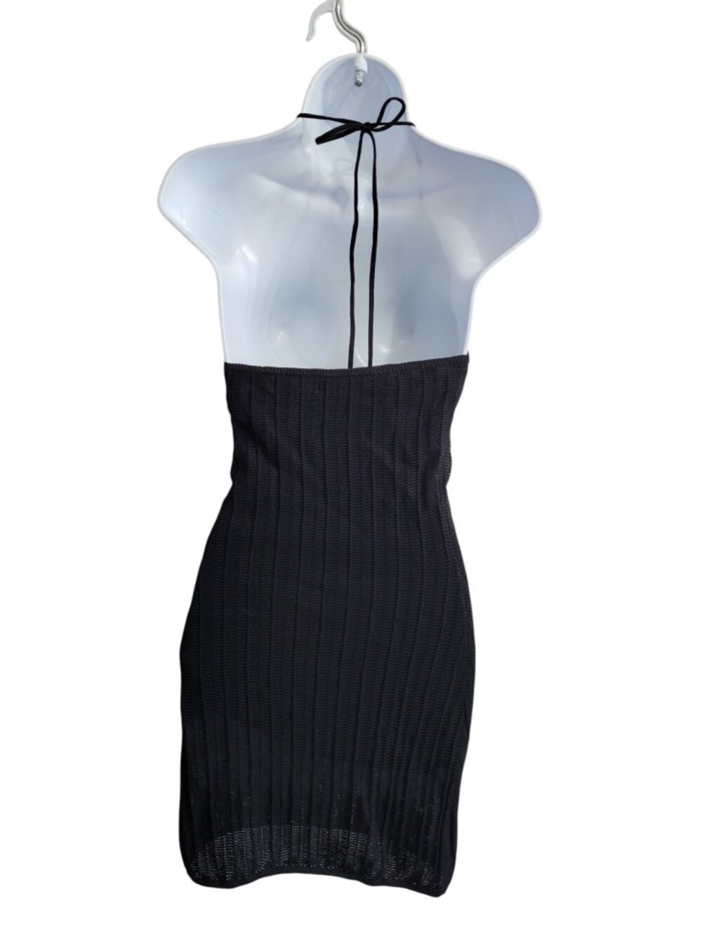 Mable Black Mesh Crochet Halter Mini Dress Size Small - Picture 4 of 9